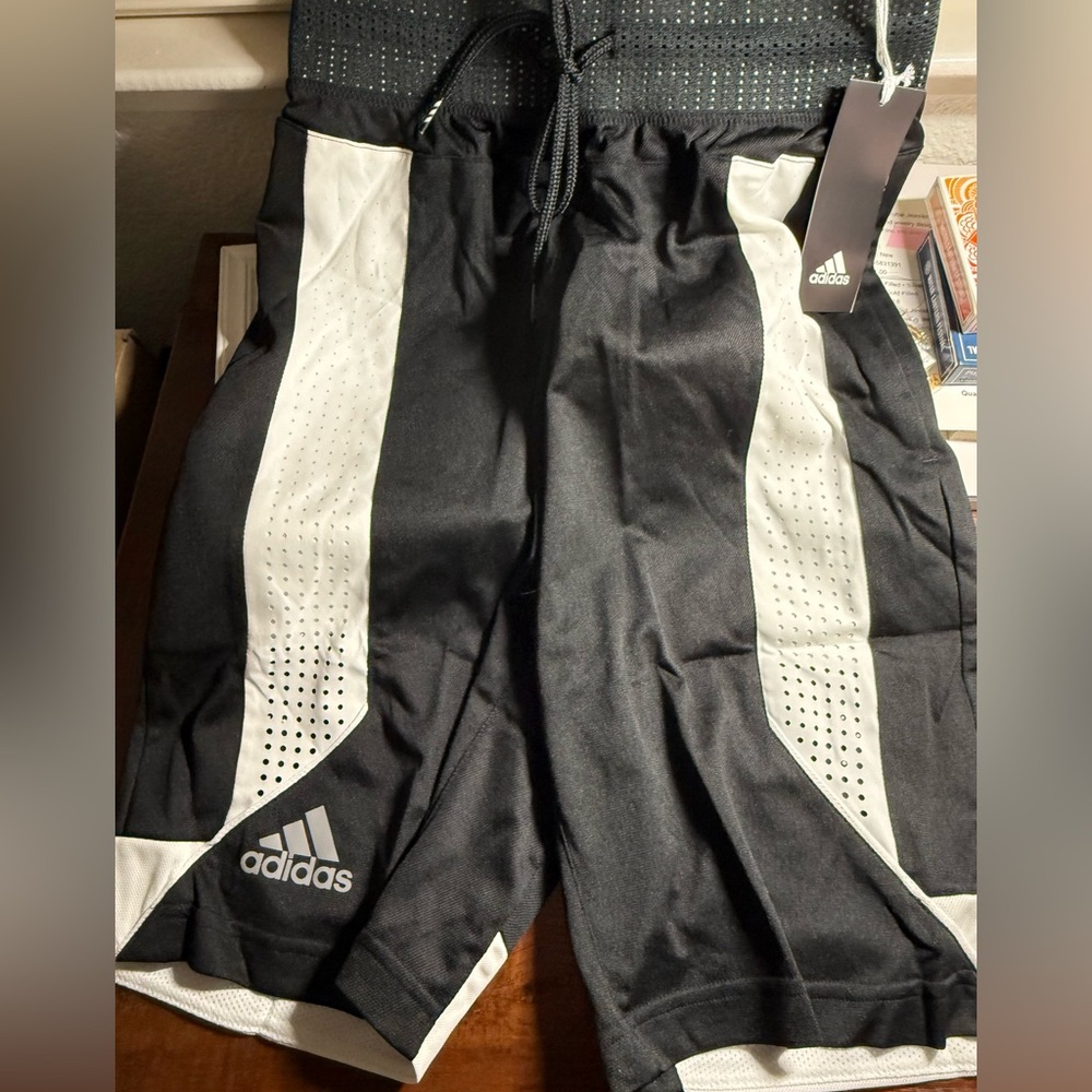 Adidas Kids or Men’s Black and White Basketball Shorts